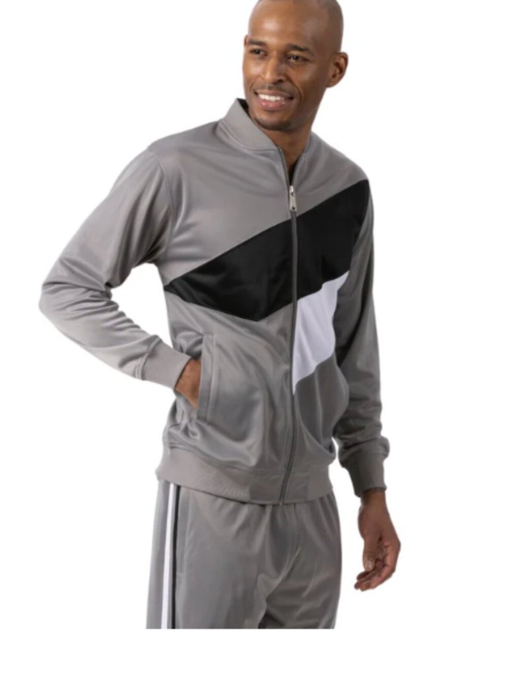 MONTIQUE Men's 2 Piece Color block Tracksuit - Grey. JS -31